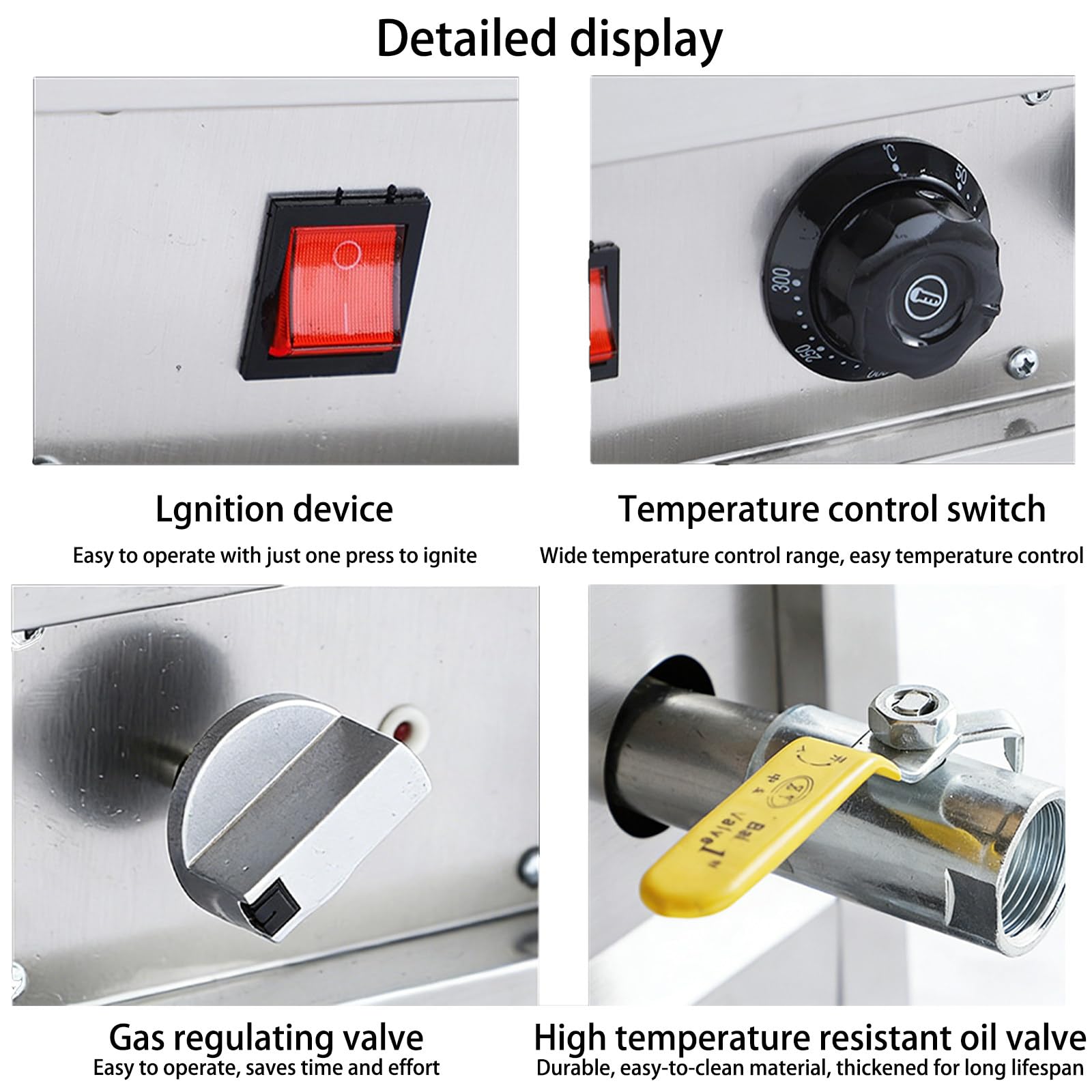 Friggitrice Gas Professionale 23L,2 Cestelli, Controllo Temperatura 50–300°C, Acciaio Inox, Vaschetta Olio,per Cucina e Ristorazione