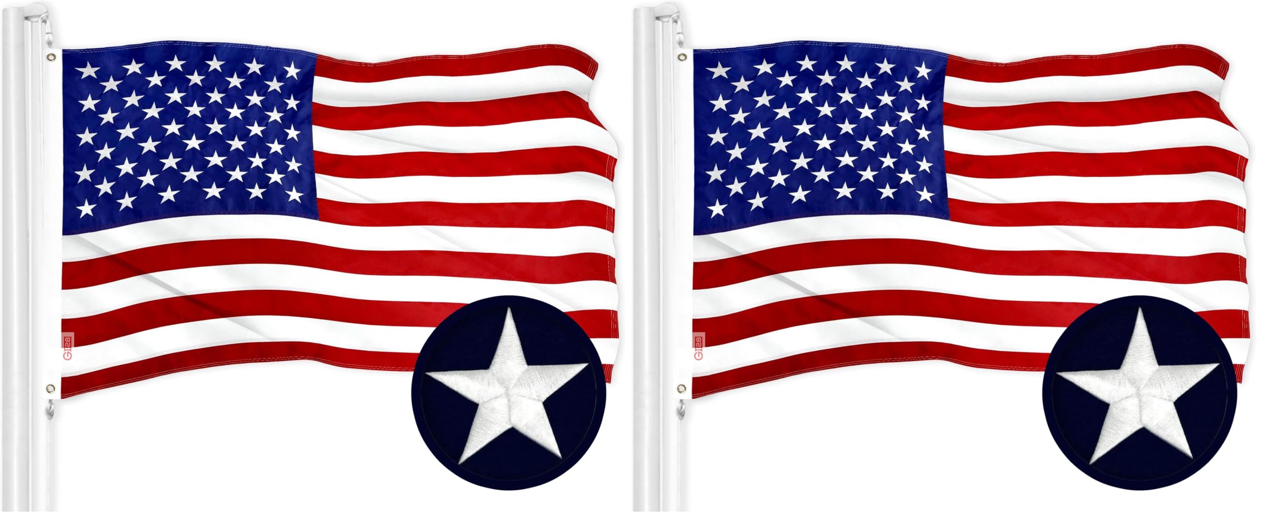 G128 American USA Flag | 3x5 Ft | ToughWeave Series Embroidered 210D Polyester | Country Flag, Embroidered Stars, Sewn Stripes, Indoor/Outdoor, Vibrant Colors, Brass Grommets (Pack of 2)
