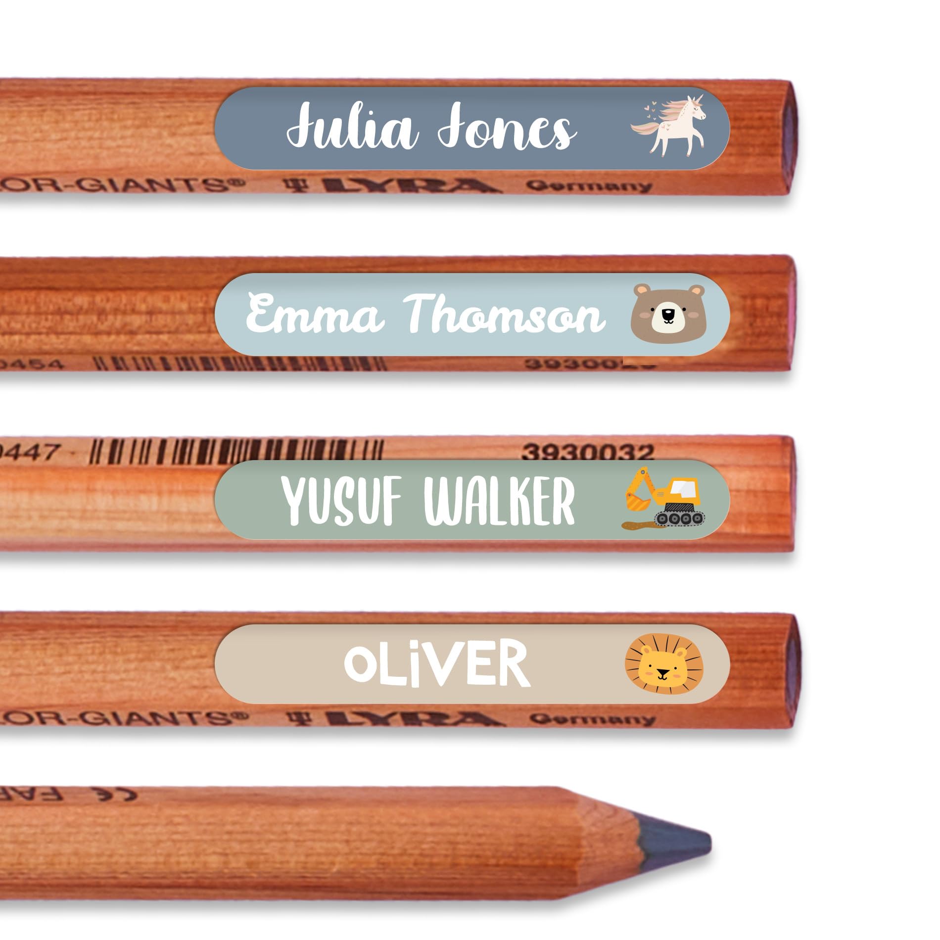 EASY2NAME - Themed Mini Name Labels, Ideal for Smaller Items Like: Pencils, rulers, Scissors, Cutlery, toothbrushes, Glasses, inhalers. Dishwasher and Microwave Safe. Dim: 38 x 6mm (Nature)