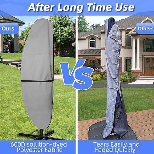 Miniatura 5 de Cubierta de sombrilla para sombrilla de patio, cubierta impermeable 600D, cubierta de sombrilla voladiza con cremallera resistente, cubierta de