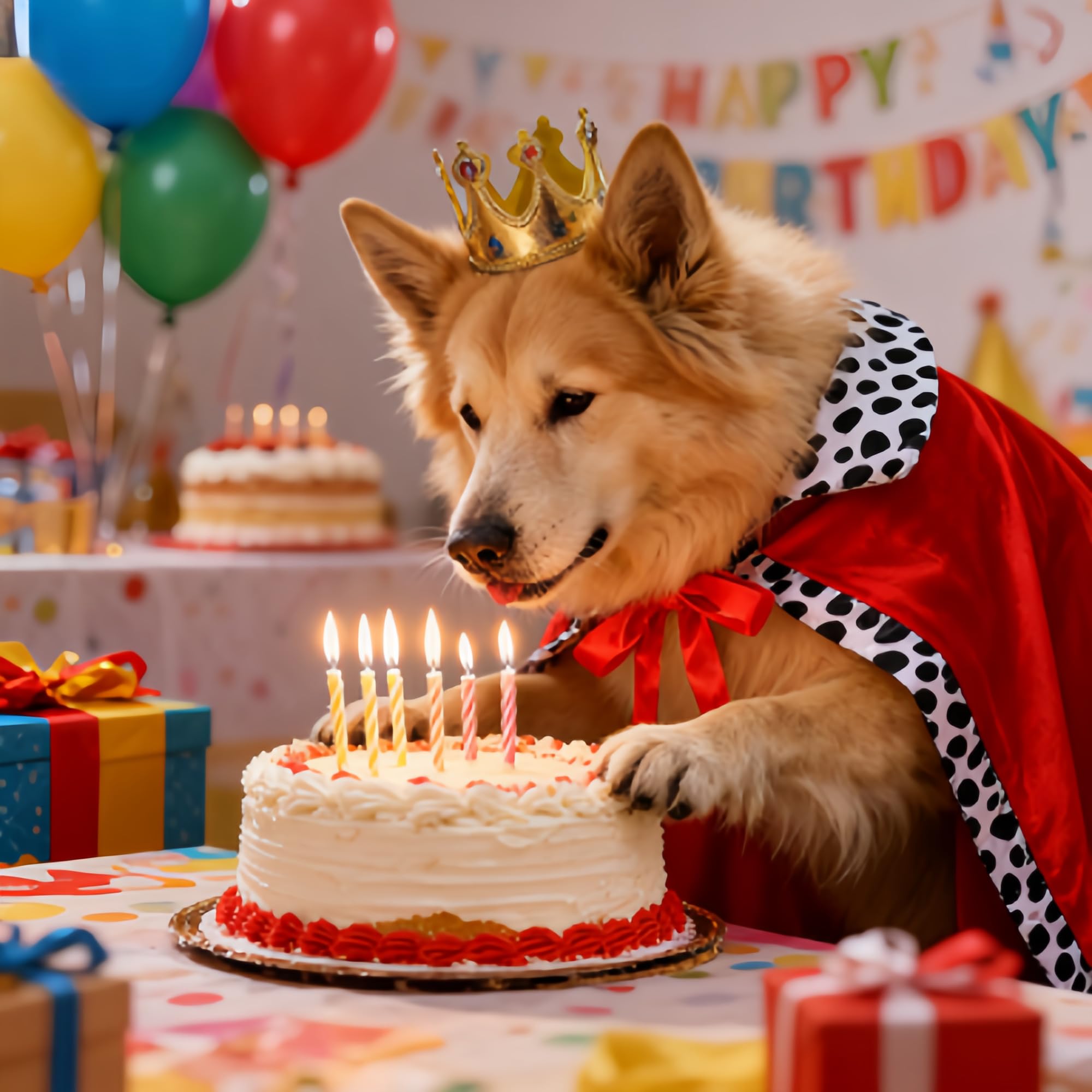 Königliches Hundekostüm für Partys – Verkleidungsset mit Goldener Krone & rotem Umhang – Lustiges Outfit für kleine Hunde zu Karneval, Halloween & Fotoshooting