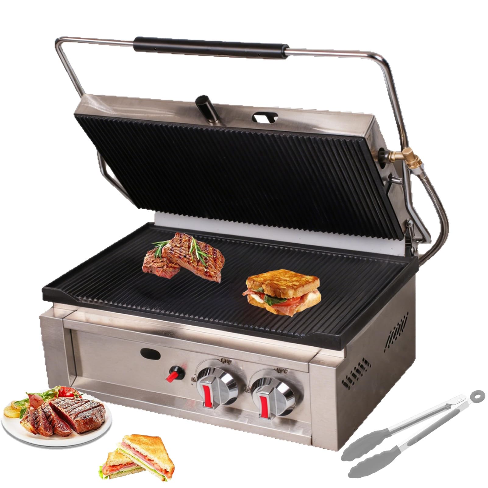 Profesjonalny Elektryczny Grill Do Panini O Mocy 3000 W, Profesjonalny Opiekacz Do Kanapek Z Rowkowanym Grillem Kontaktowym,Do TostóW GasHeating