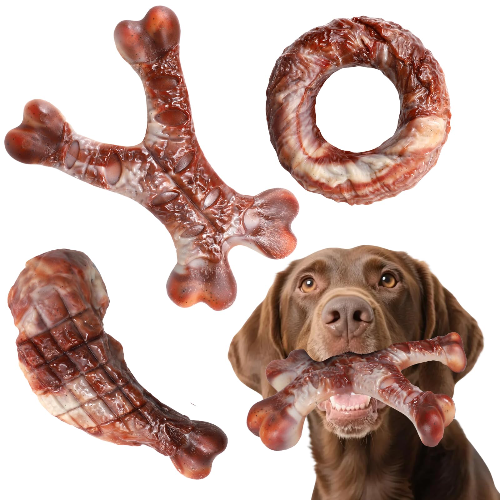 Mapneng 3 Pack Indestructible Dog Toys for Aggressive Chewers