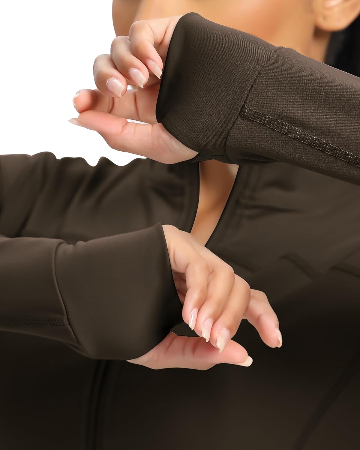 Women BBL Jacket Full Zip UP Workout Athletic Cropped Jacket wIth Thumb Holes Running Yoga Sportswear - Image 4