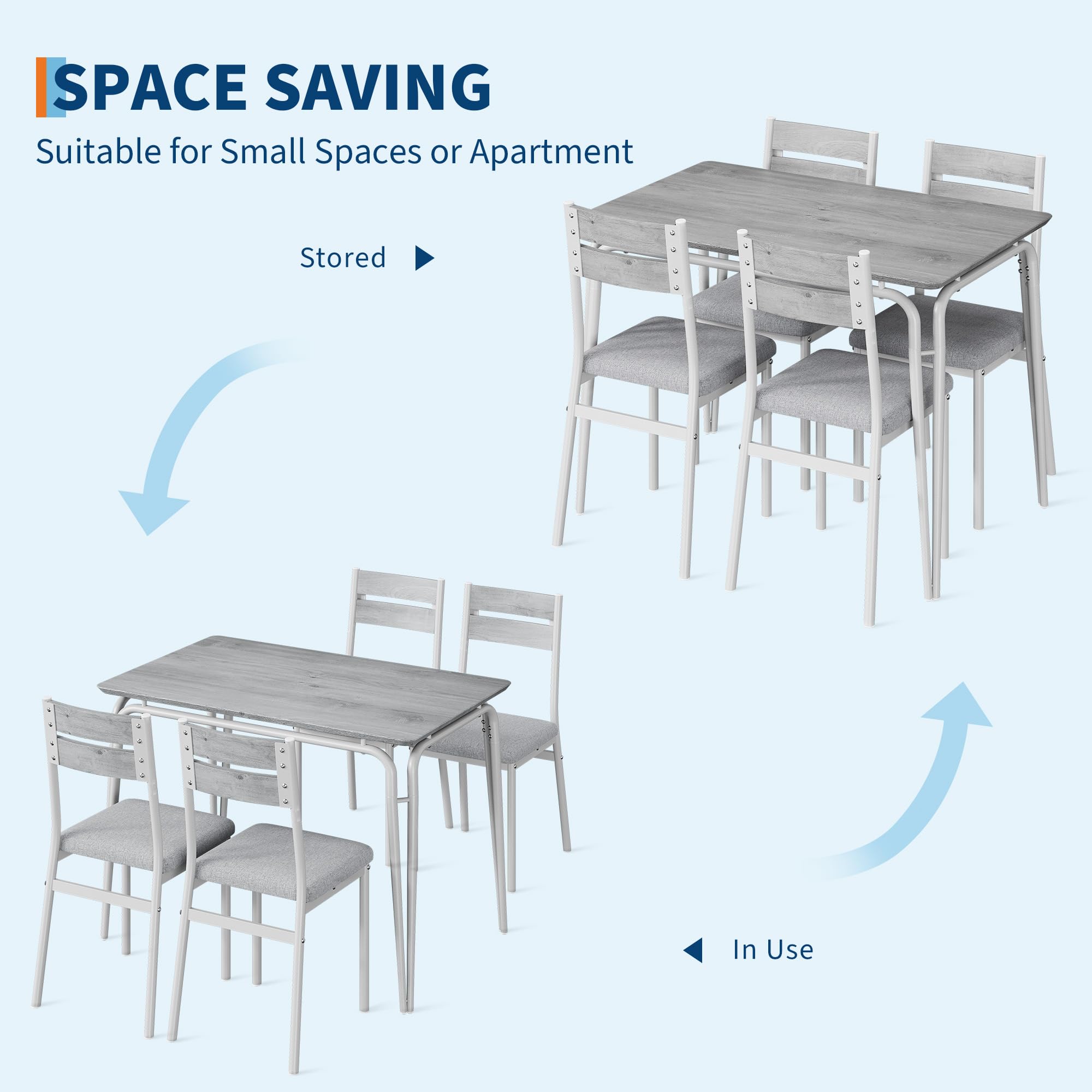 Essgruppe 5-teilig Quadratischer Esstisch für 4 Personen