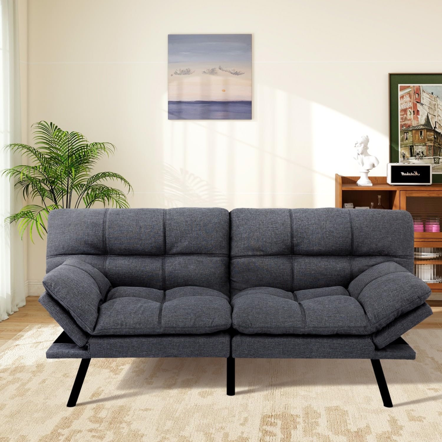 MUUEGM Futon Sofa Bed Loveseat Memory Foam Modern Office Couch Sleeper Bed Convertible Love seat Sofa for Small Spaces,Apartment,Office with