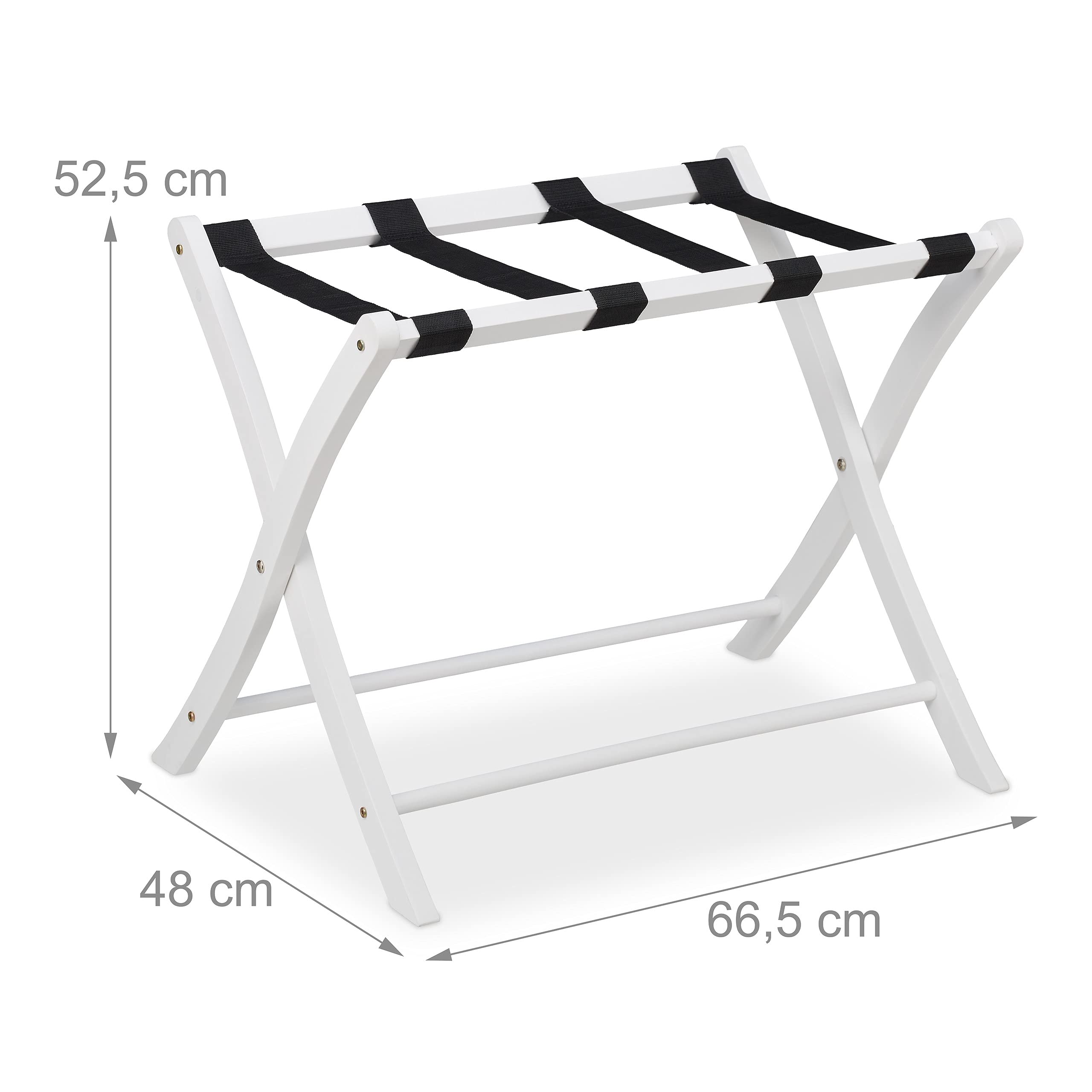 Relaxdays Portavaligie Pieghevole, Scaffale in Legno, Bianco, 52,5 x 66,5 x 48 cm