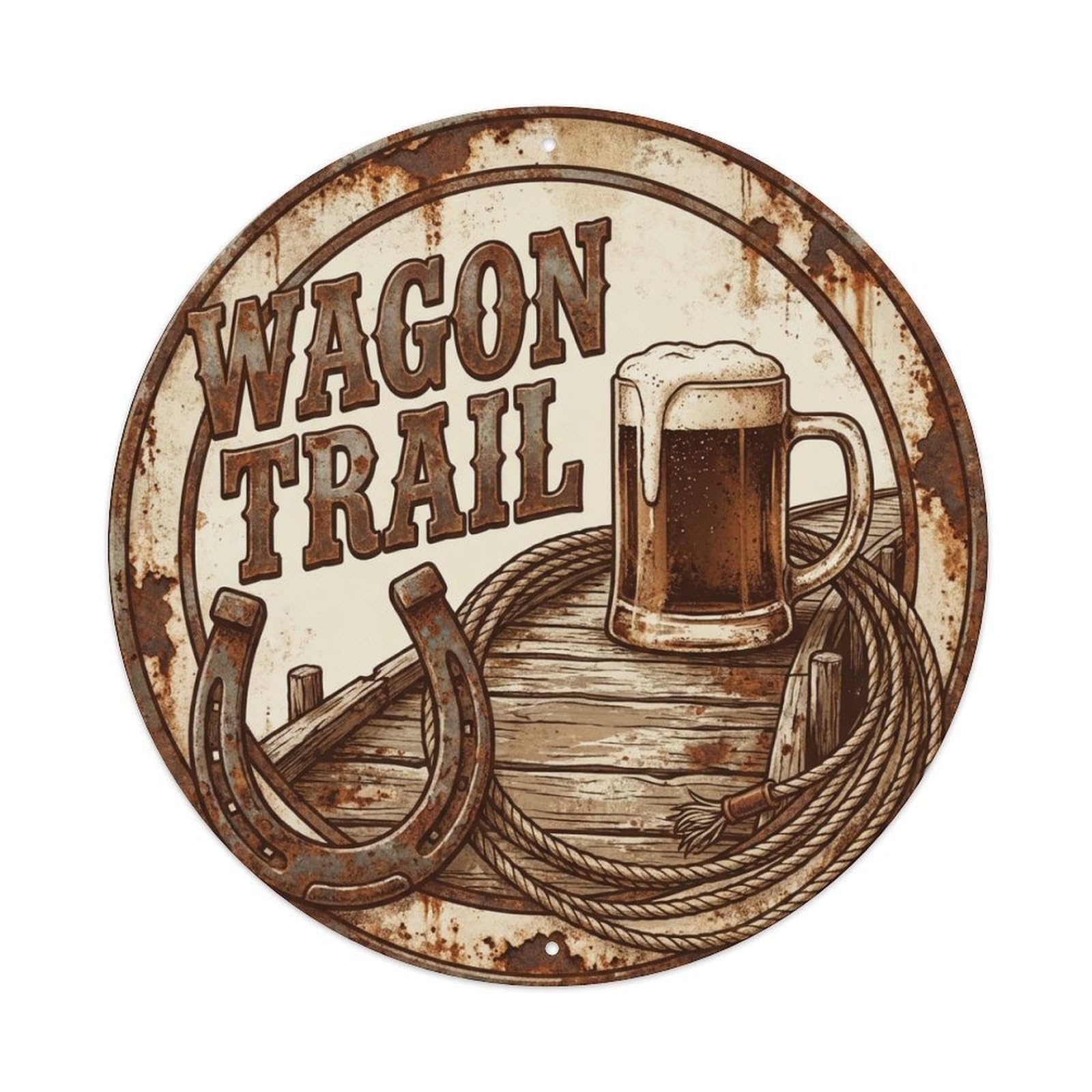 Vintage Beer Western Cowboy Wagon Trail Retro Bar for Pub Metal Tin Sign