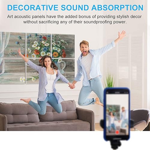 Miniatura 6 de JBER Paneles acústicos artísticos decorativos, paquete de 6 paneles acústicos para decoración de pared con autoadhesivo, adecuados para estudio de