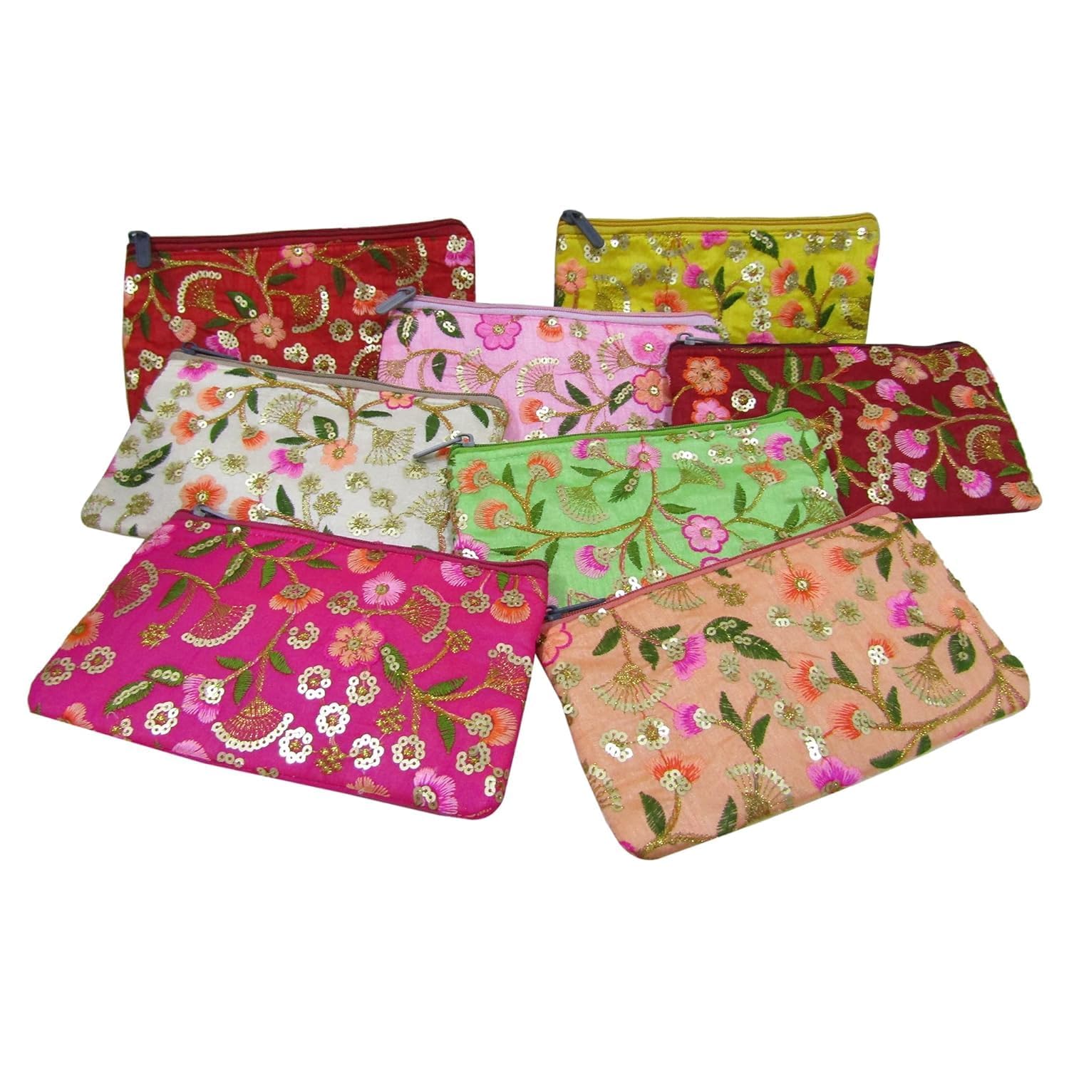 Traditional Embroidery Pouch Purse for Women with Zipper, Potli Pouches for Baby Shower, Potli Purse for Ladies, Potli Bags for Return Gift, Wedding Favor Gift Bags-image-42