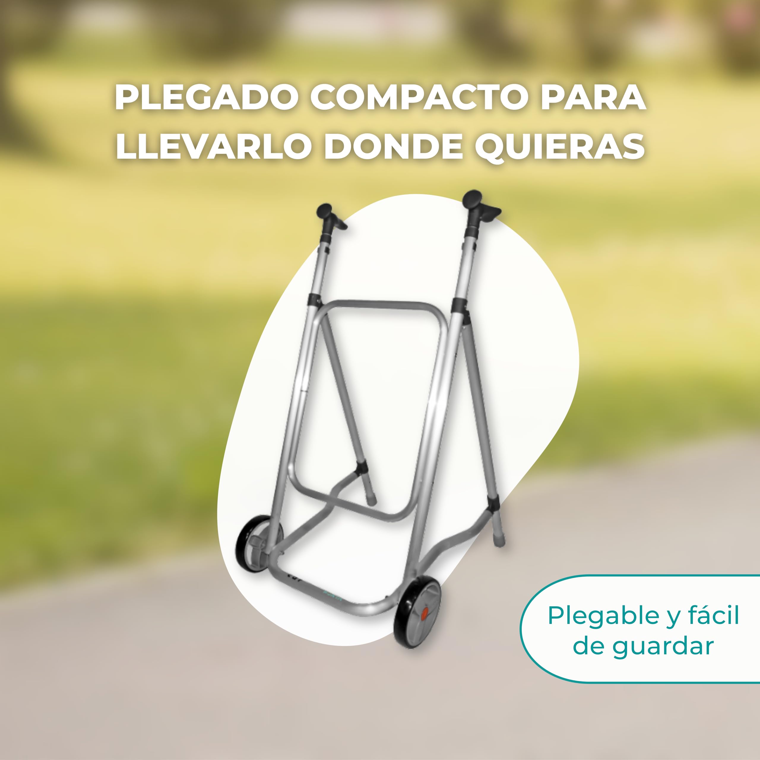 Forta CAR Chodzik dla seniorów w pomieszczeniach, bez siedzenia, składany i lekki (2,2 kg) - chodzik z regulacją wysokości, stałe koła, wytrzymałe aluminium - obciążenie do 125 kg (czarny)