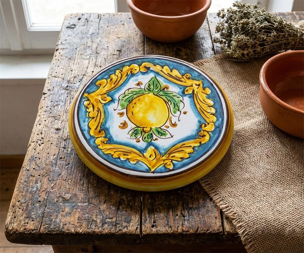 Porte-cafetière céramique jaune et vert pour sublimer votre pause café à l'italienne Limoni 20