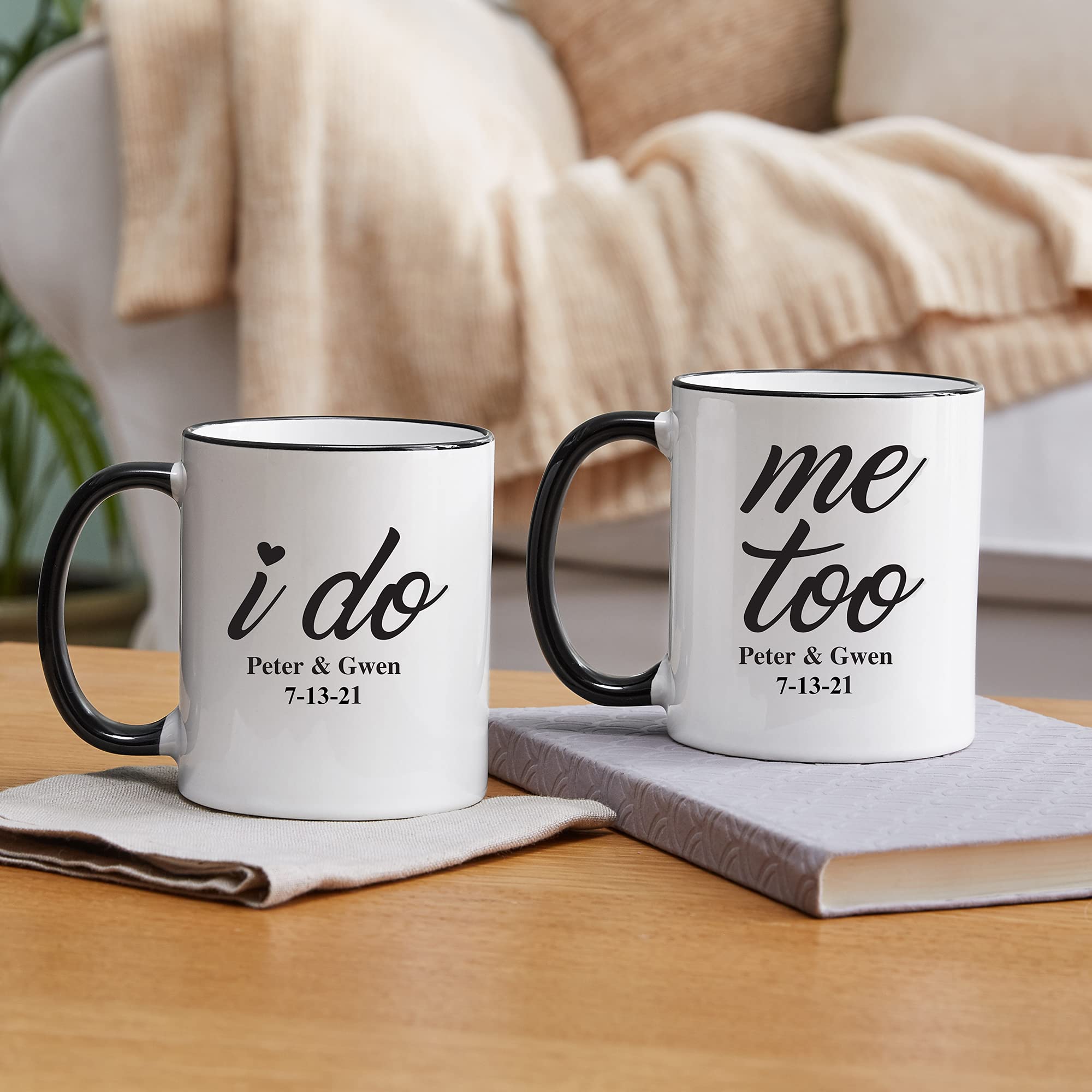 Let's Make Memories Personalized We Do Mug Set - Customize with Names, Date - Holds 11 Oz. - Coffee Mugs - Set of 2