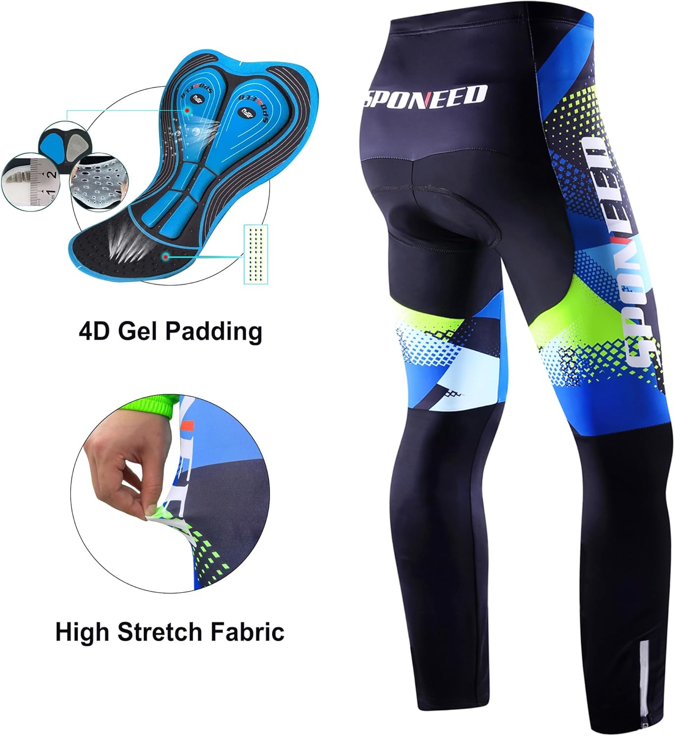 Cycling Pants for Men Road Bike Compression Tights Winter Biking Bottoms with Padding UV Proof - Image 7