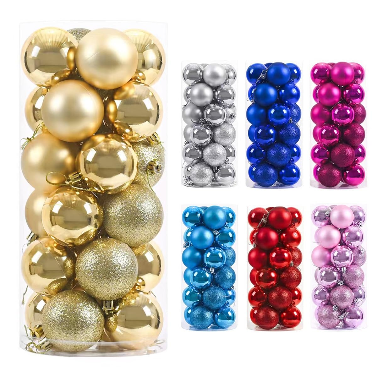 Wucazrrsy Gold 24Pcs Christmas Ball Baubles 1.57''/40Mm Shatterproof Ornaments Seasonal Decorations For Xmas Tree Decor, Birthday Holiday Wedding Decorations(Gold)