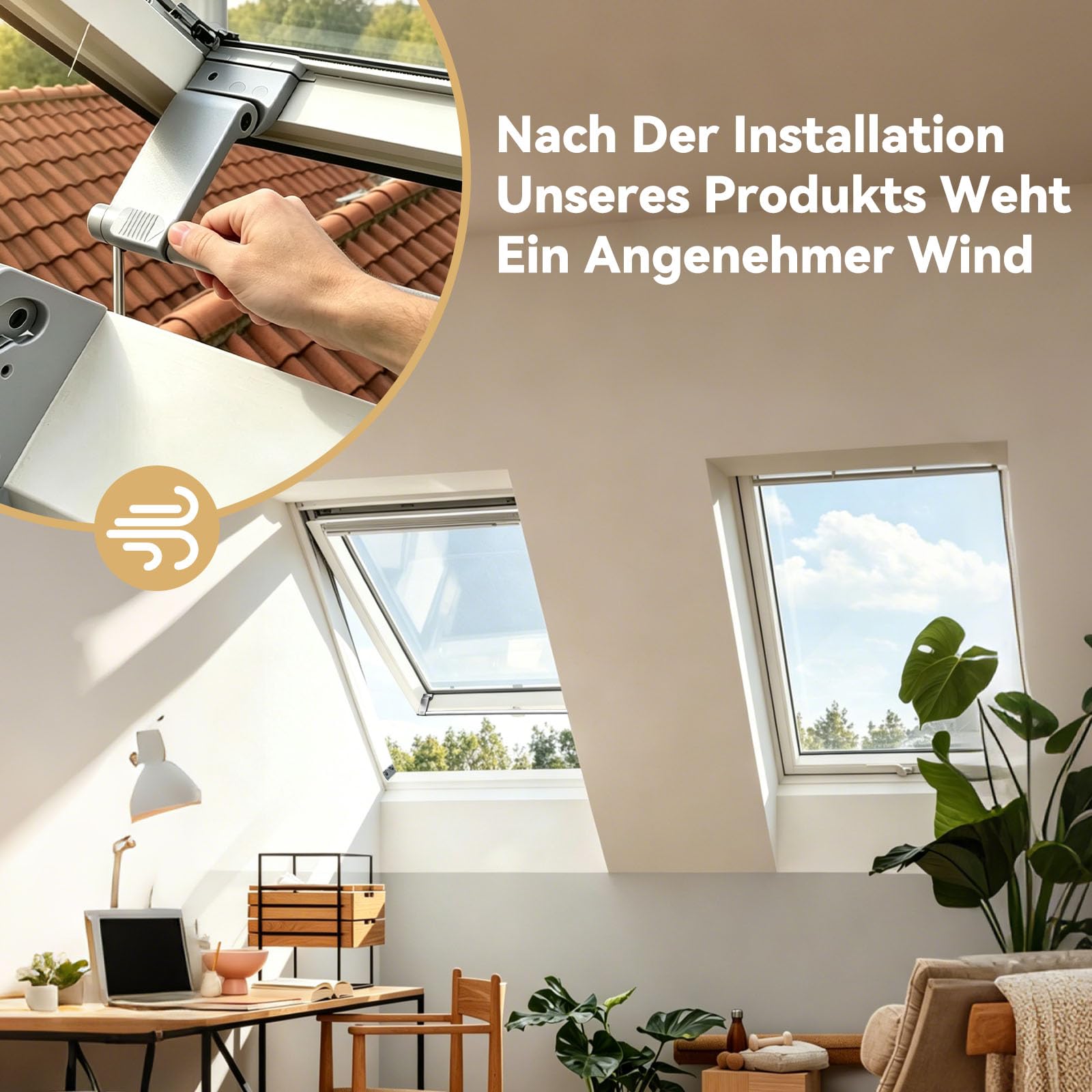 Griffmechanik-Set für Braas/Dörken-Atelier Dachfenster BA/DA - Komplettes Ersatzteil für Griffkonsole in Grau - Passend für Atelier-Fenster ab 1992