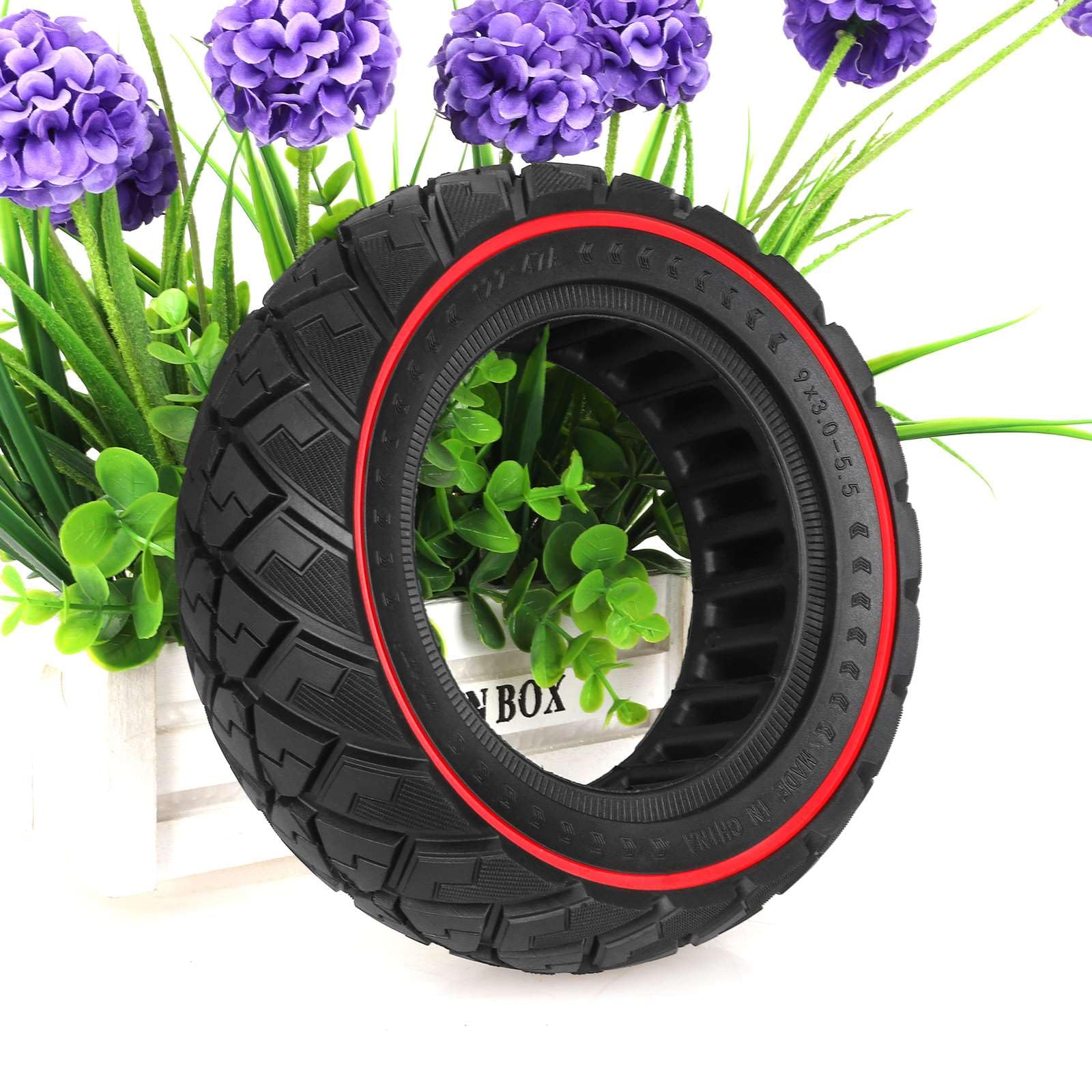 9x3,0-5,5 pneumatici pieni per Kukirin G2 Pro The New monopattino elettrico 9 pollici pneumatici di ricambio pneumatici in gomma piena Honeycomb Solid anteriore/posteriore (rosso-2 pezzi)