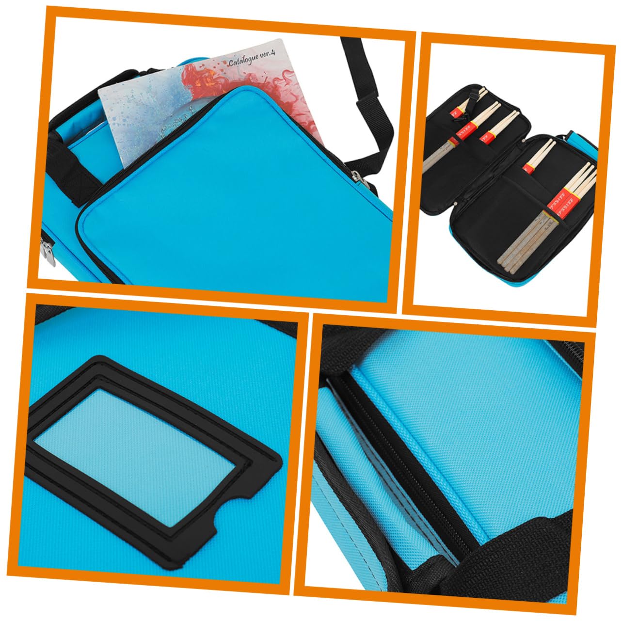 INOOMP Custodia per Bacchette da Batteria Oxford Blu, Tracolla e Manici, Borsa Porta Bacchette Comoda e Resistente per Trasporto Musicale