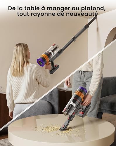 Lefant Aspirateur Balai sans Fil avec Écran LED Intelligent, 50Mins/50KPA - 4
