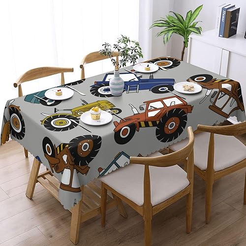 Aimeryup Grey Trucks Table Cloth Rectangle Table,Waterproof Tablecloth Rectangle Table Cloth Tablecloths for 6 Foot Rectangle Tables manteles de