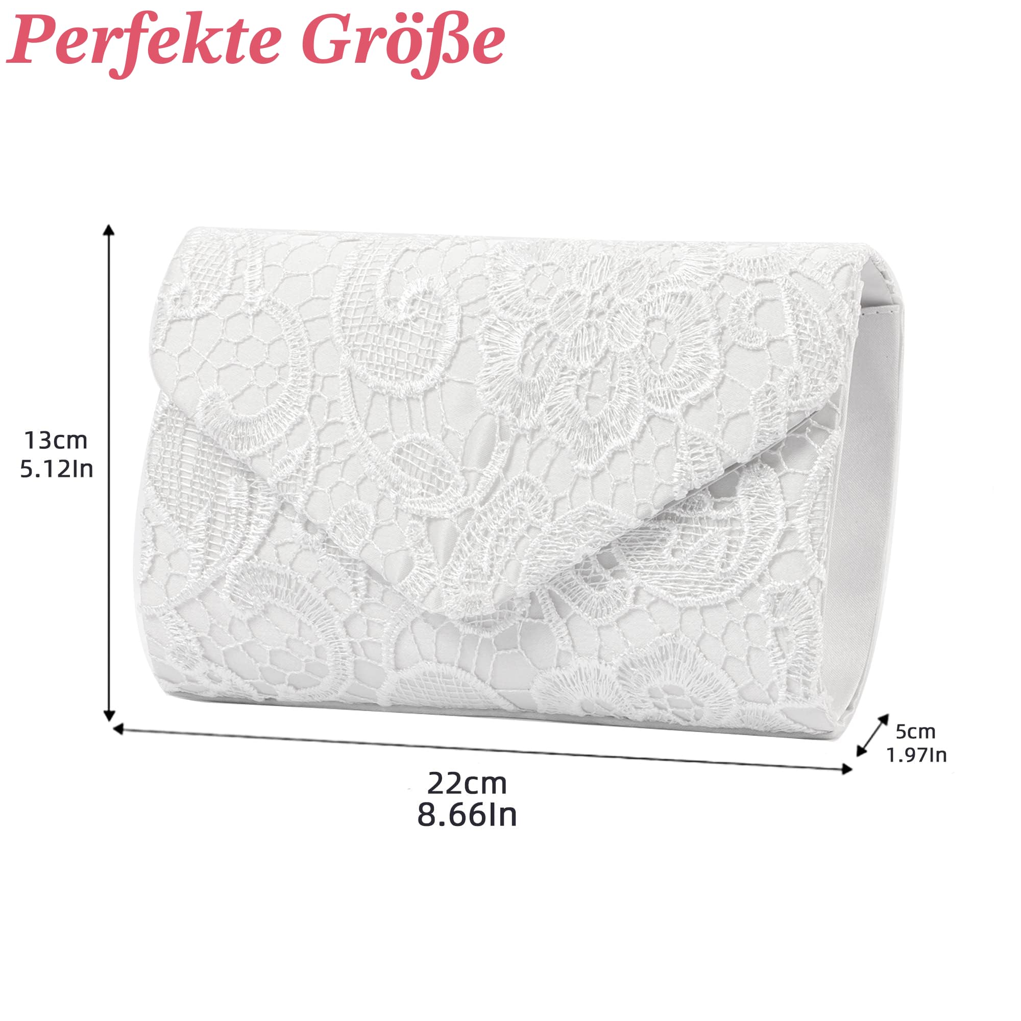 Damen Abendtasche Spitze Clutch Elegant Hochzeit Taschen Umhängetasche Handtasche Satin Bag und Party Ball Abend Handtasche Brauttasche Schultertasche