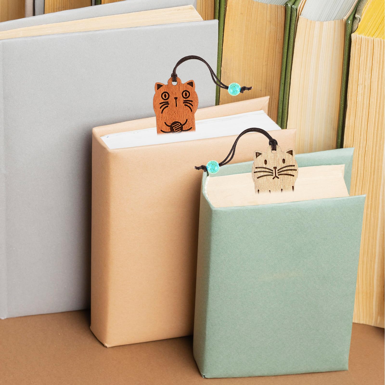 Suuwwn Holz-Lesezeichen Mit Katzen-Anhänger – Niedliches Buchzeichen Für Leser & Katzenfans