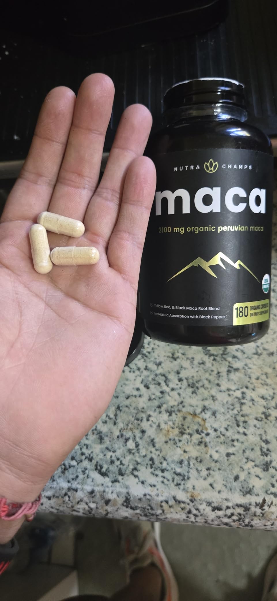 NutraChamps USDA Organic Maca Root Capsules for Women & Men, 2100mg, 180 Capsules, Black, Red & Yellow Peruvian Gelatinized, Highest Potency Maca Root Powder Supplement