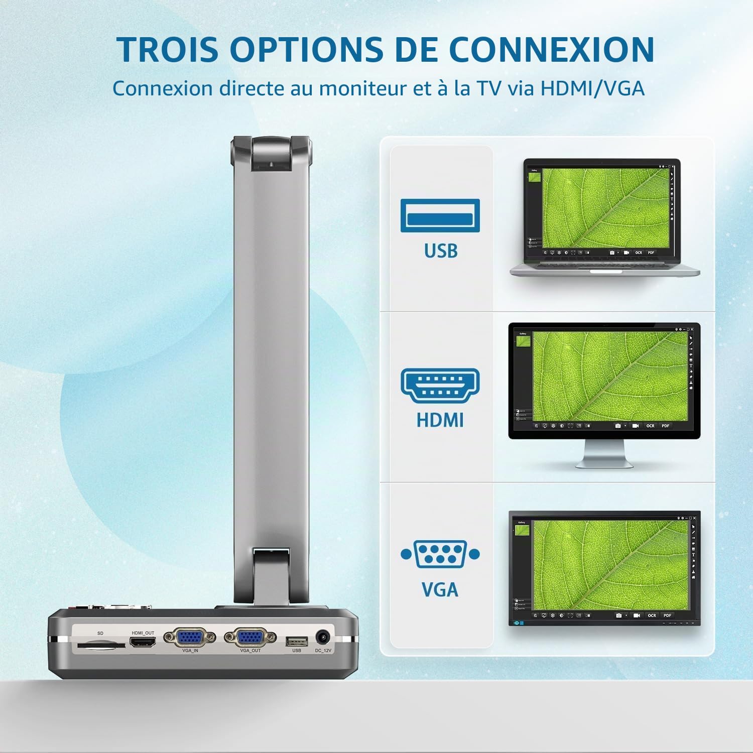JOYUSING VGA/HDMI/USB 4K Ultra HD Visualiseur & Caméra de Documents 13 MP, Format A3 pour Enseignants, Compatible avec Mac, Windows, Apprentissage à Distance