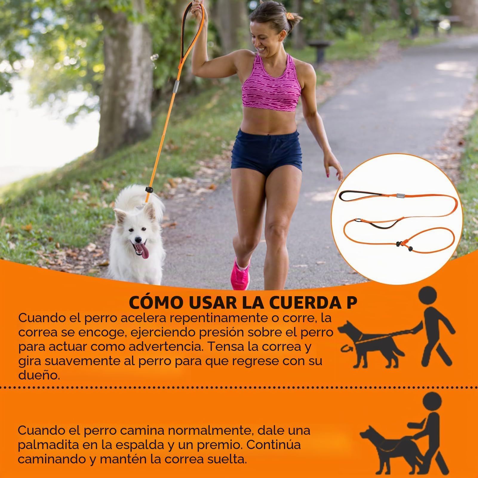 Collar Corredizo para Perros Correa con Mango Cómodo Collar Ajustable Correa Delgada para Perro Fuerte Resistente Anti-Tirones Anti-Asfixia Cuerda de Entrenamiento de Nailon para Exterior Cachorro