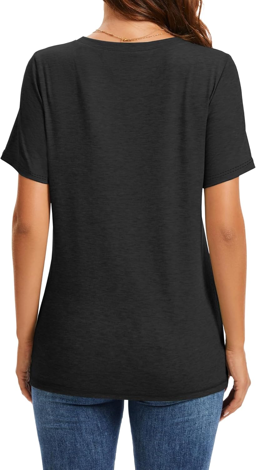 Womens Summer Tops Short Sleeve T Shirts V Neck Women Tops Loose Casual Tee Trendy Clothes - Image 7