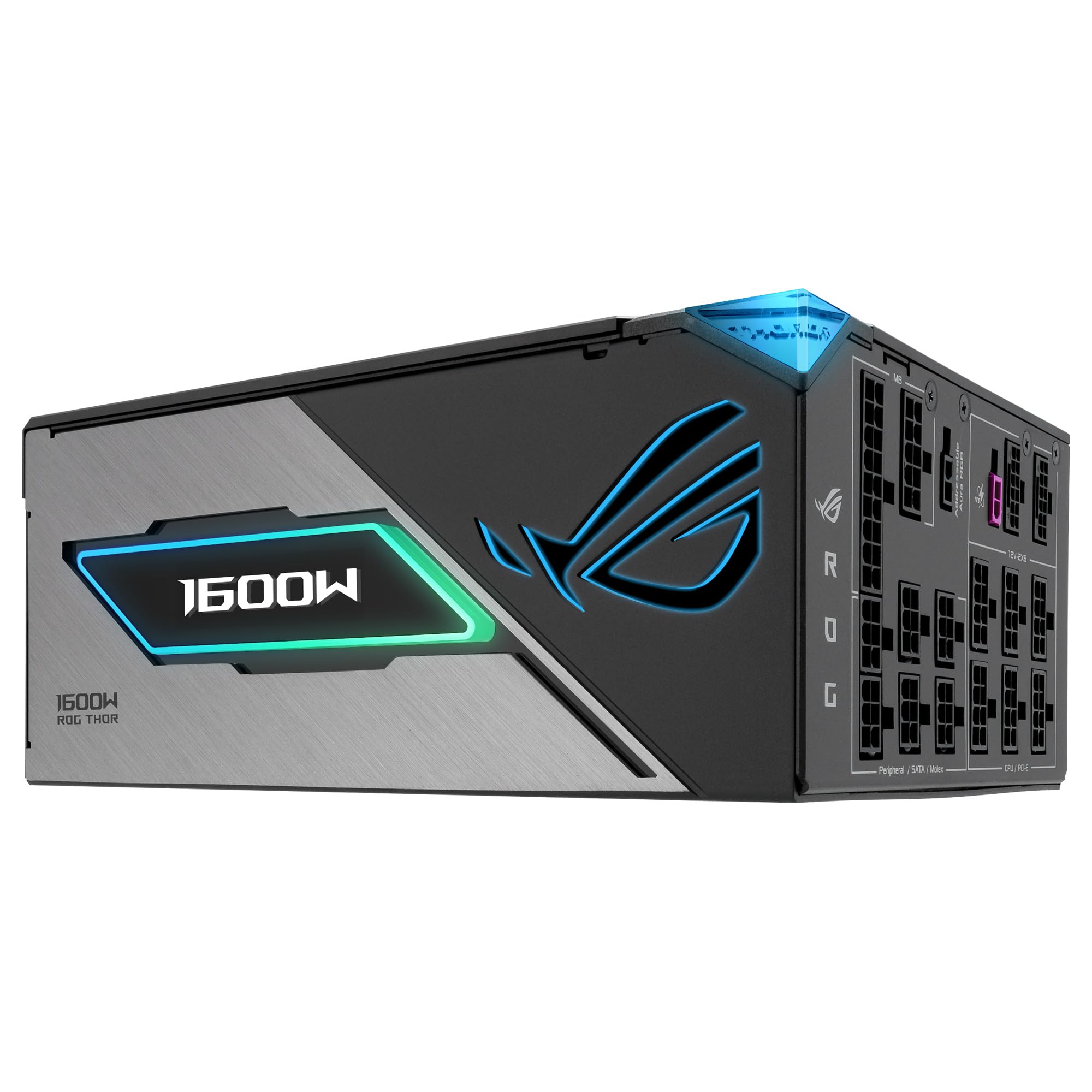 ASUS ROG Thor 1600W Titanium III Fuente de alimentación, 80 Plus Titanium, ATX 3.1, MOSFET GAN, Estabilizador de Voltaje Inteligente, Pantalla OLED magnética, Modo Turbo, 10 años de protección