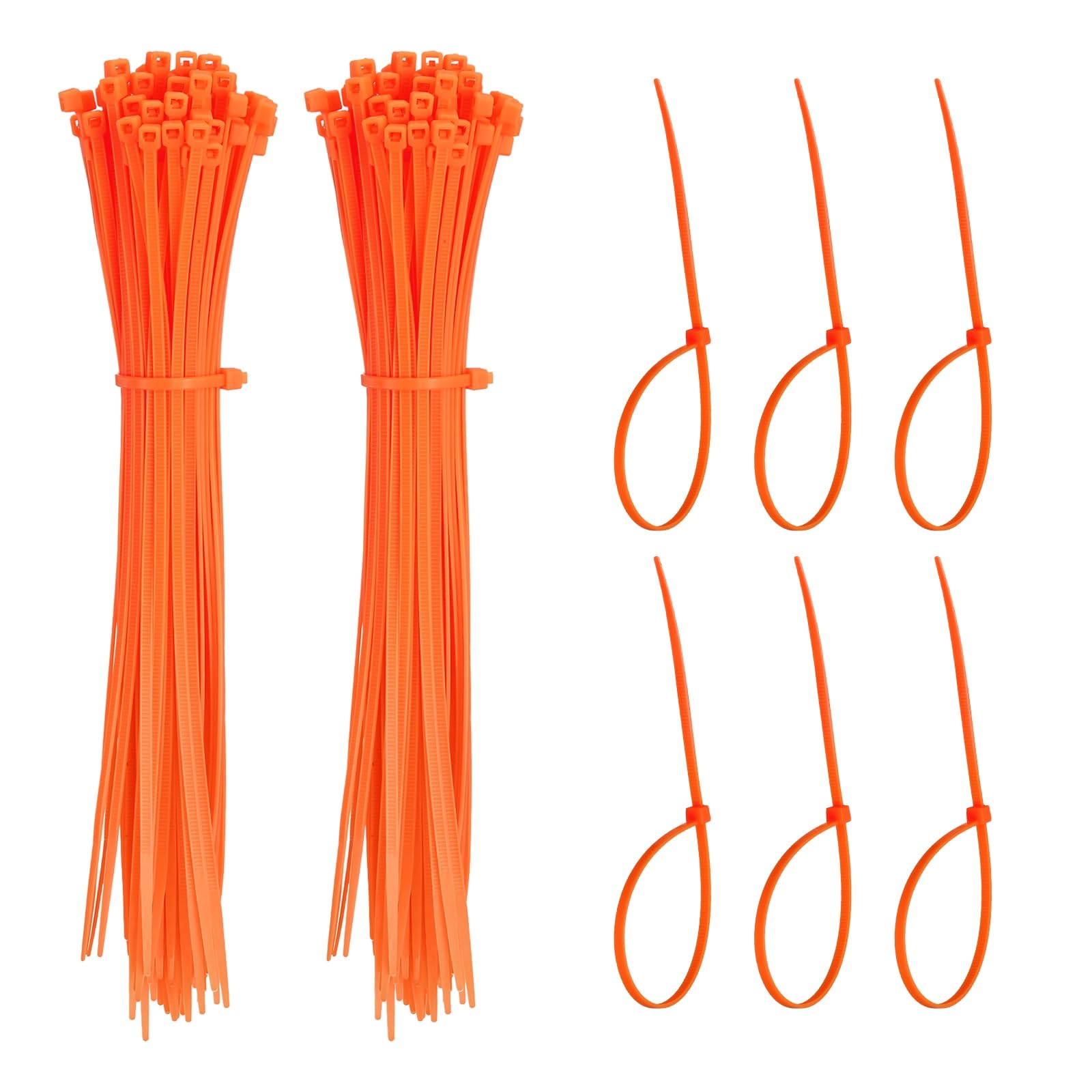 Kabelbinder aus Kunststoff, selbstsichernd, 20,3 cm, passend für Zuhause, Garten, Büro, Werkstatt, Reisen – (1000 Stück, Orange)