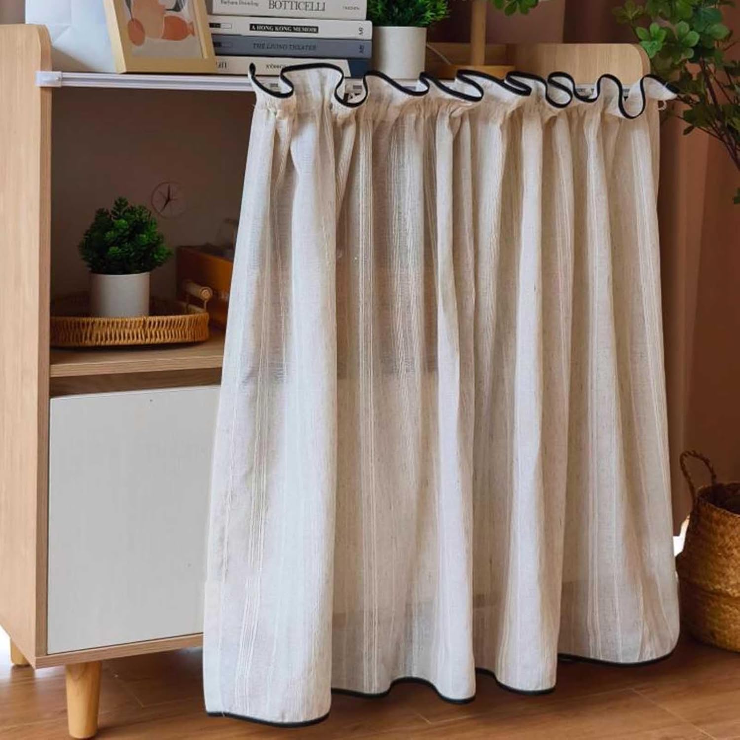 Wardrobe Privacy Curtain,Curtain Under The Sink,Bookshelf Short Curtain,Country Style Window Curtain Privacy Door Curtain for Shelves,Windows,Living Room(80x120cm)