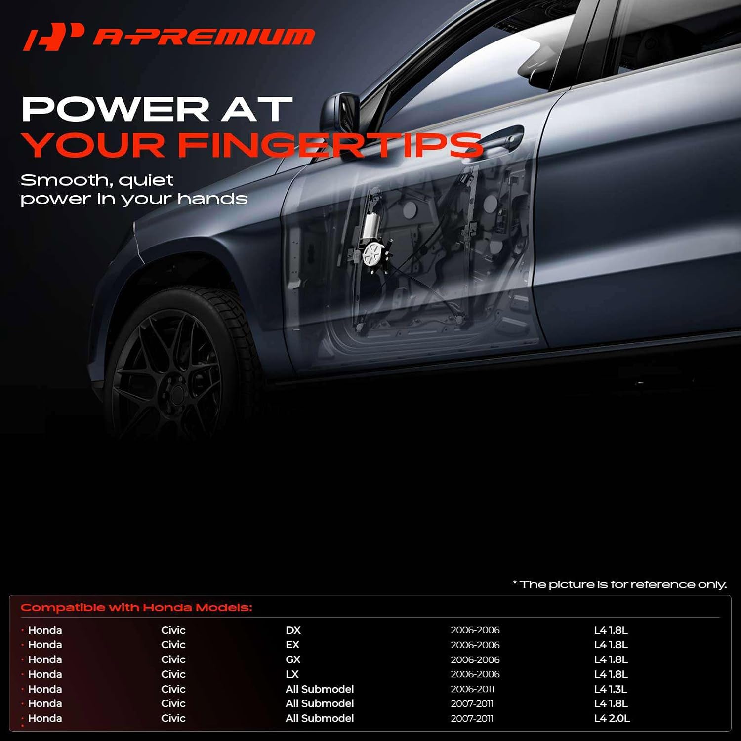 A-Premium Power Window Lift Motor Front Driver Side, 6-Pin Plug