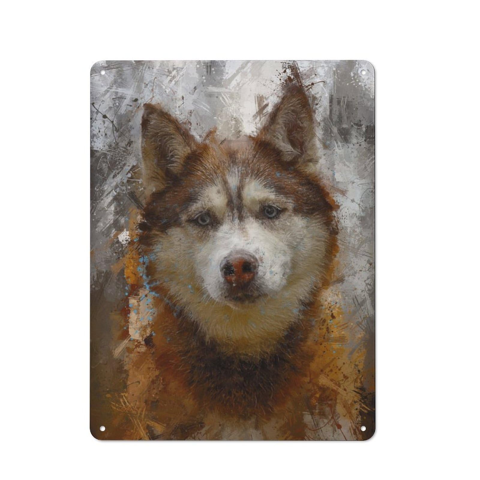 Tin Sign 40x30cm with Siberian Husky Painting for Workshop Wall, Rustic Decor, Suited to Workshop Decor Fans