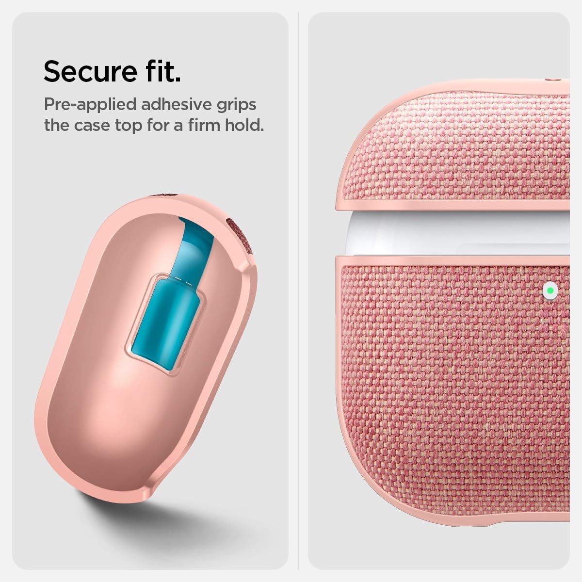 Spigen Urban Fit Designed for AirPods 4 Case (2024) Premium Fabric Cover with Carabiner Key Chain - Rose Gold