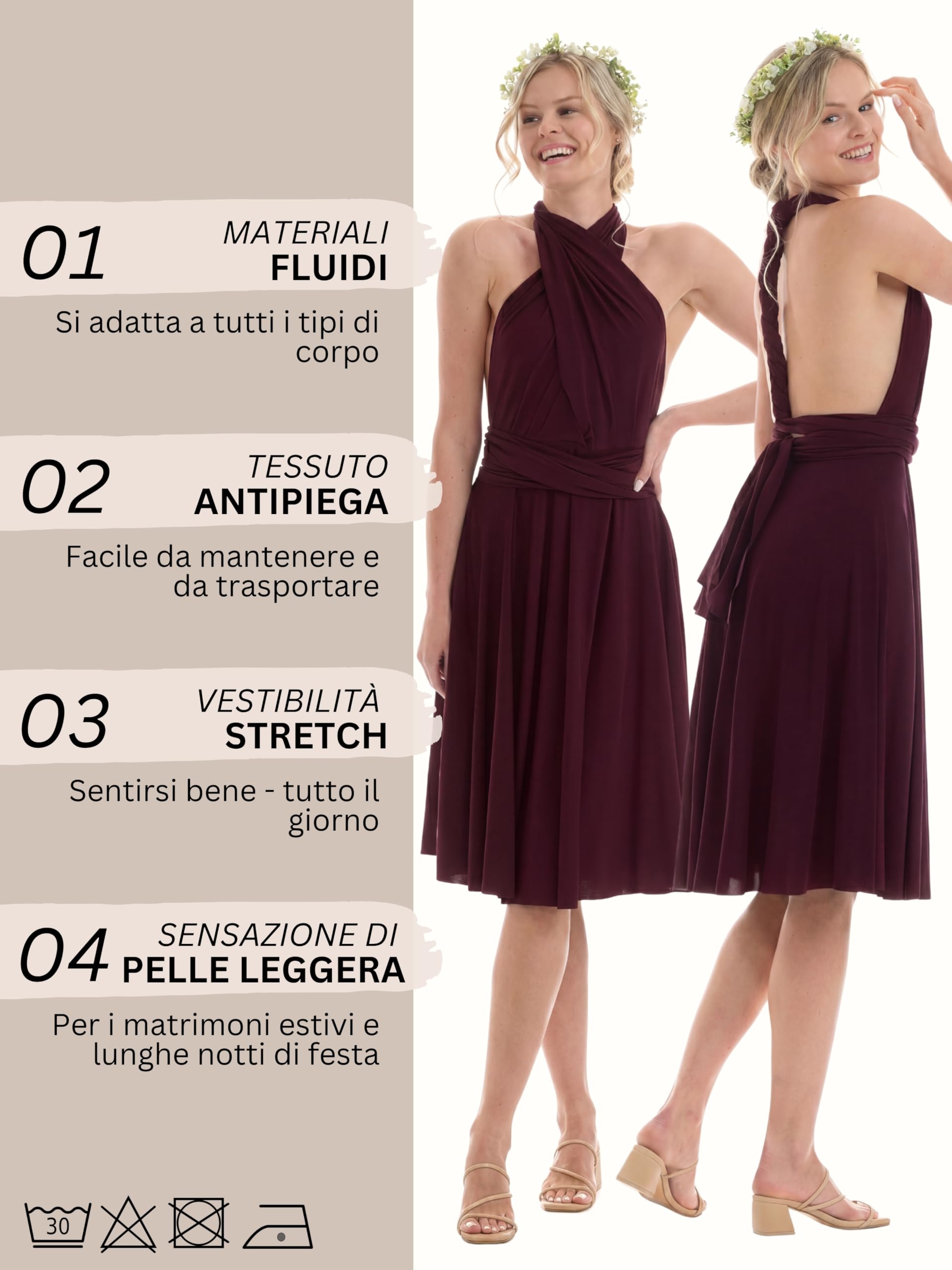 Juvell Abiti da Damigella d'Onore Corti Infinity-Dress Matrimonio - 1100 | Abito da cocktail elegante, Abito da sera, Ballo di fine anno