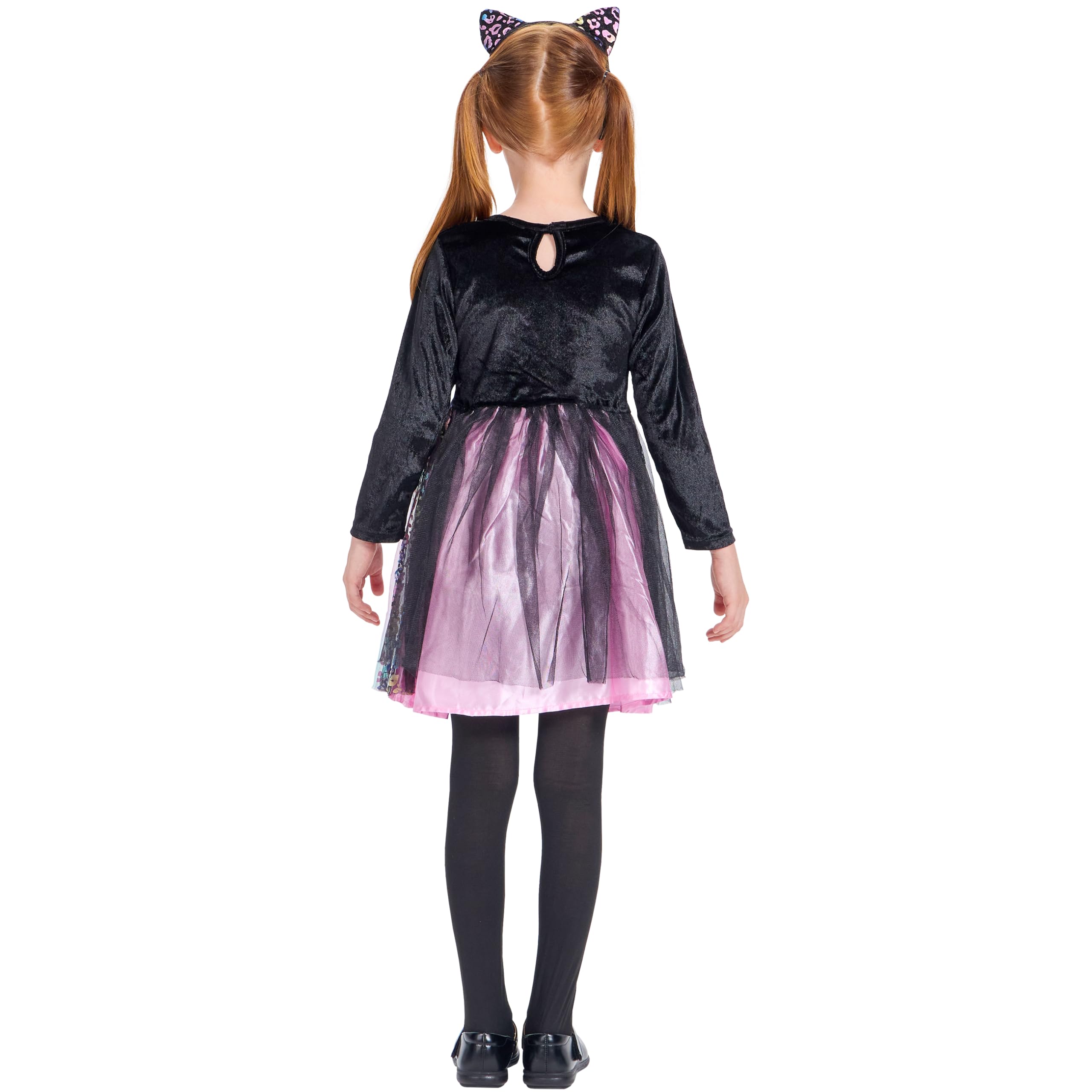 IKALI Baby Mädchen Katzen Kostüm Kleid Süßes Schwarzes Katze Outfit mit Regenbogen Tüllrock Für Karneval Fasching