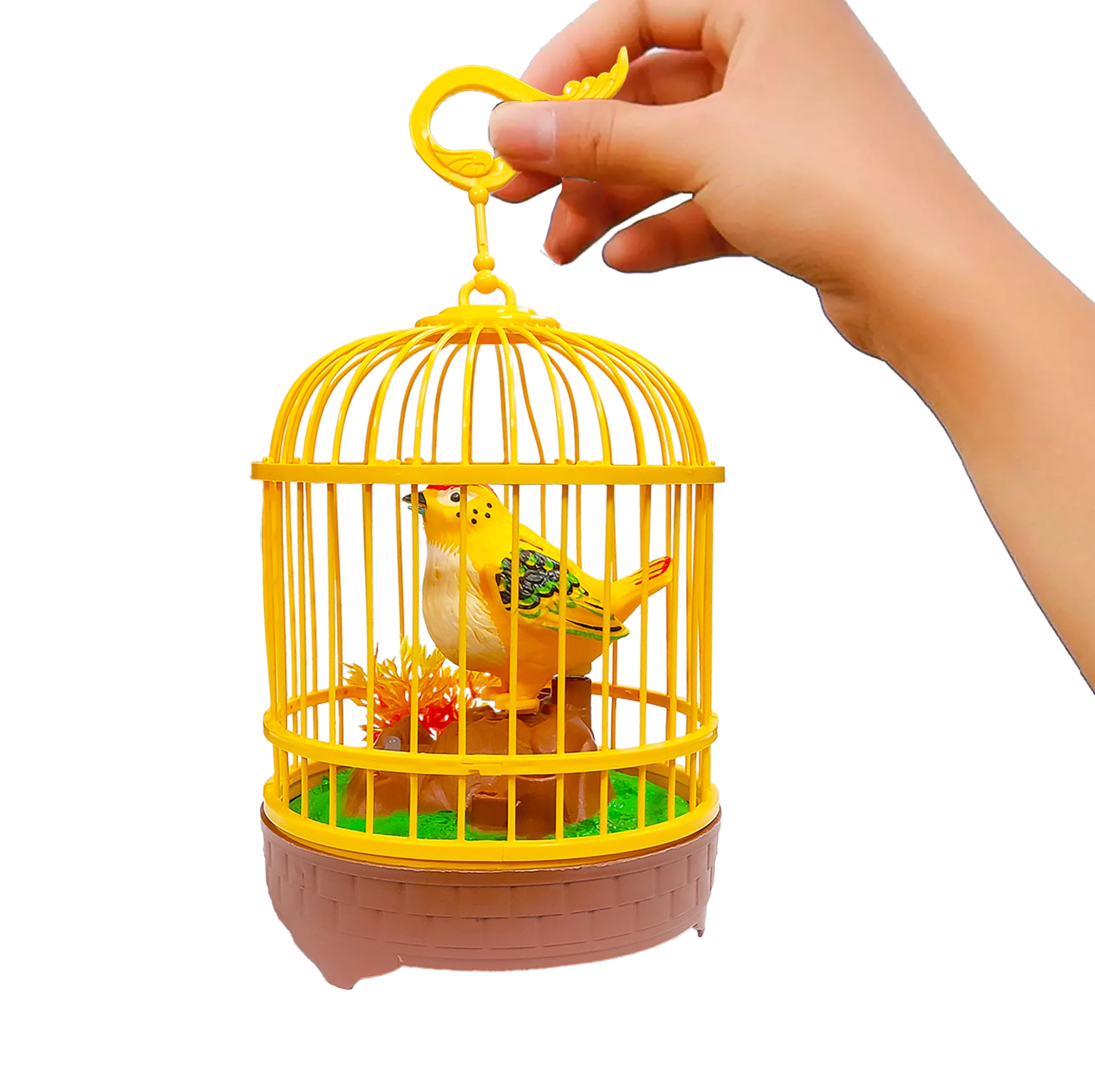 VGRASSP Sound Activated Chirping Bird in Hanging Cage - Beautiful Pinjra Bird Toy for Kids with LED Light- Clap to See The Moving Beak and Flapping Wings - Color and Design As Per Stock (Design 1) (B0D4HT49Q2) Amazon Price History, Amazon Price Tracker