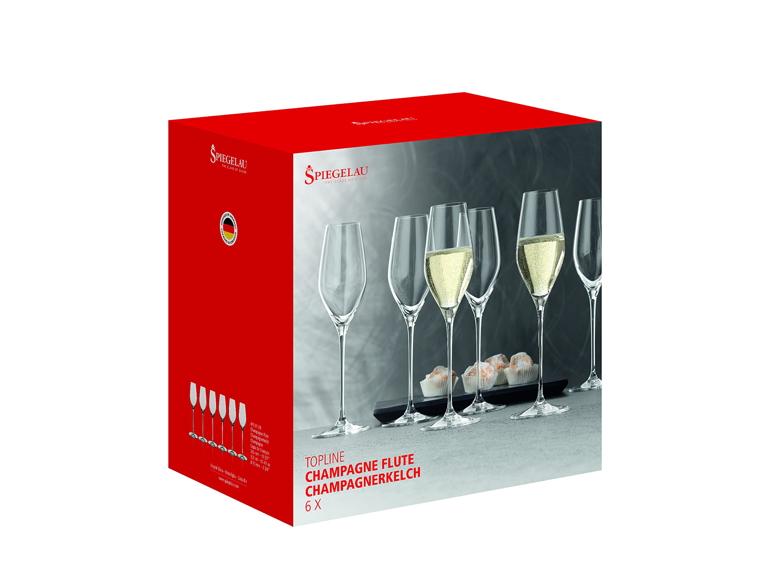 Spiegelau & Nachtmann, Topline 4190129 - Set di 6 calici da champagne in cristallo, 300 ml