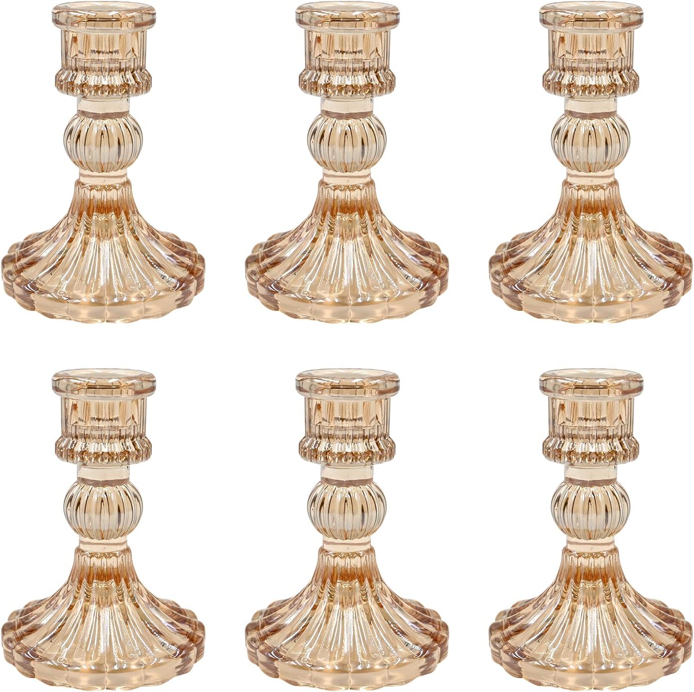Candlestick Holders Set of 24, Glass Taper Candle Holders