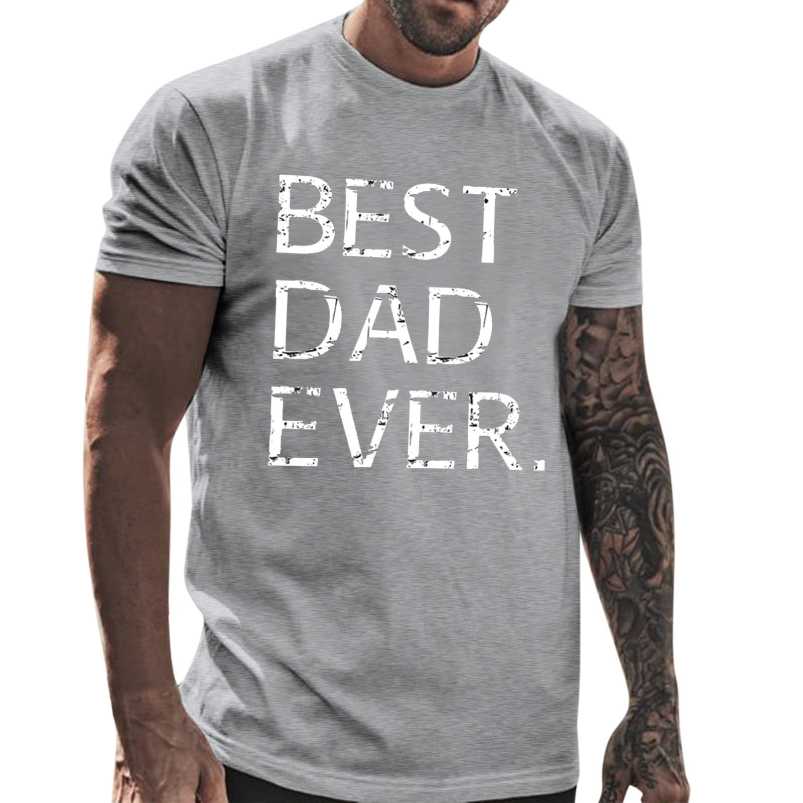 T-shirt męski z krótkim rękawem, 3D, zabawny nadruk, koszulka z krótkim rękawem, krój slim fit, casualowa, bluzka z okrągłym dekoltem, basic, dla mężczyzn, prezent, szary, S