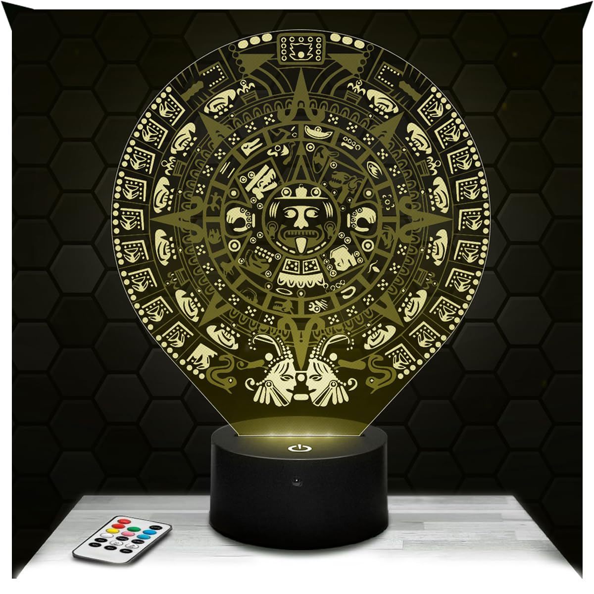 Lampephoto.fr - Mayan Calendar Inca Aztec Olmec 3D Lamp Decoration, Gift idea for Men and Women Mayan Calendar Night Light Adult Bedroom Decor, Original Christmas, Gift idea for Men and Women