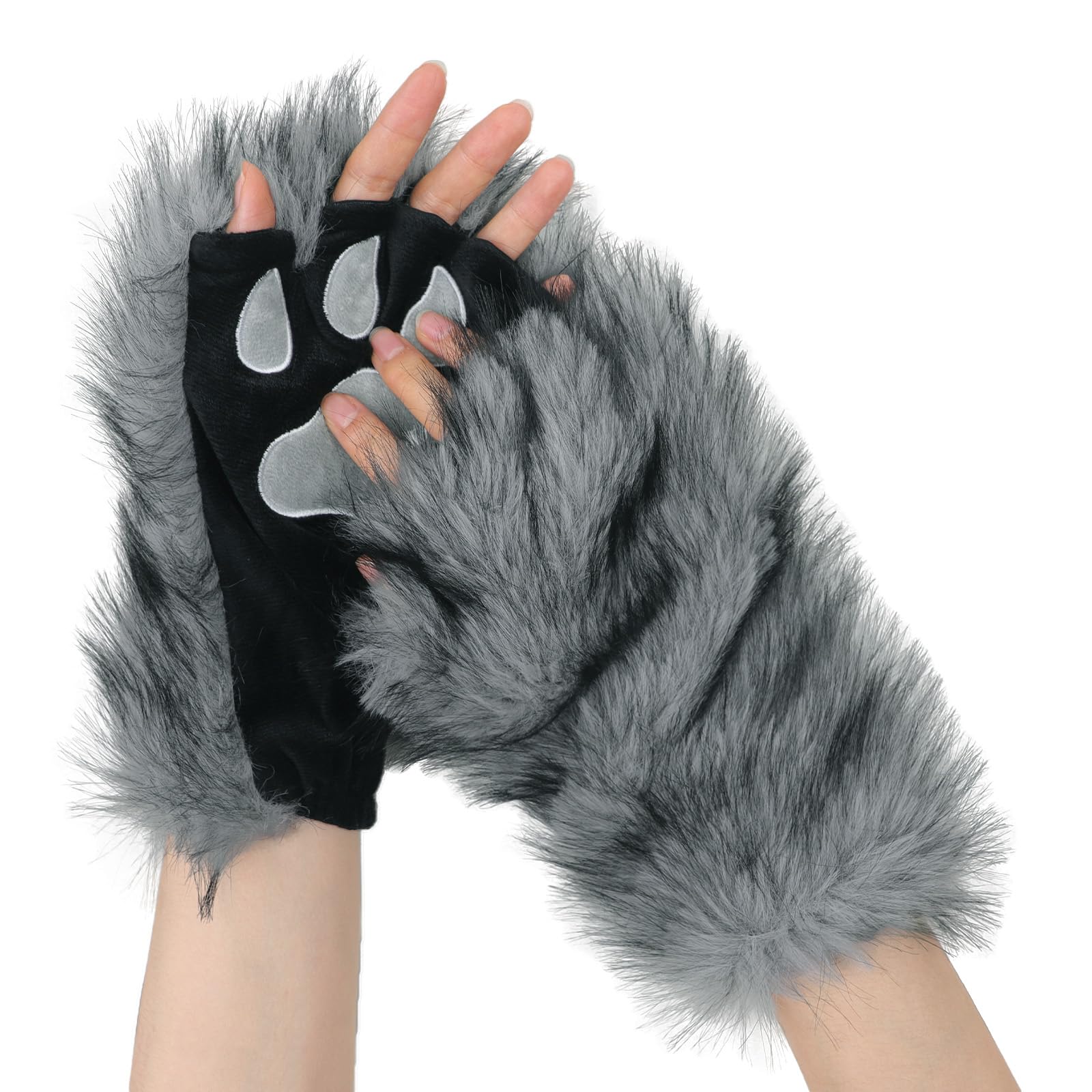 Furry Bear Fox Cat Paw Gloves Faux Fur Cosplay Costume Animal Claw Gloves