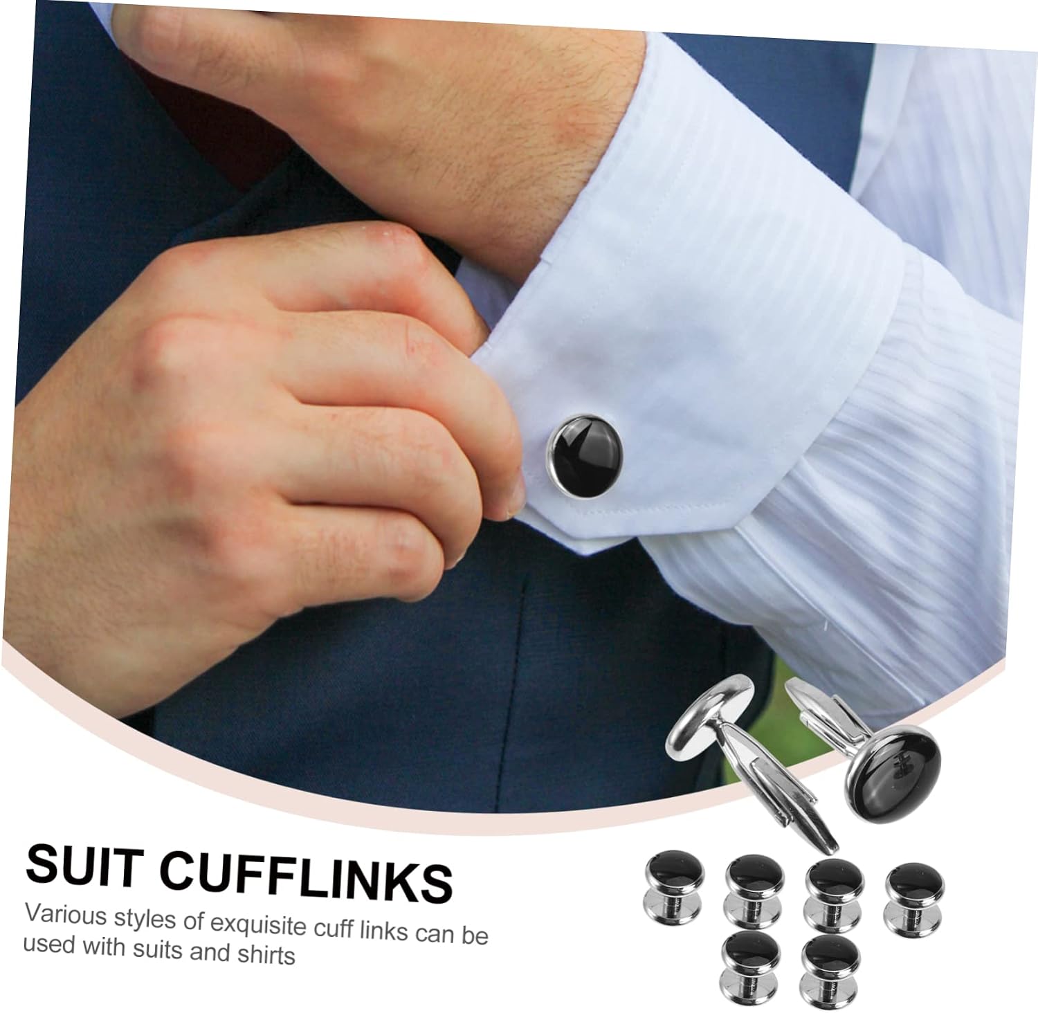 16pcs Mens Cufflinks Silver Tux Studs Fashionable Cuff Adornments for Male Female Business Wedding