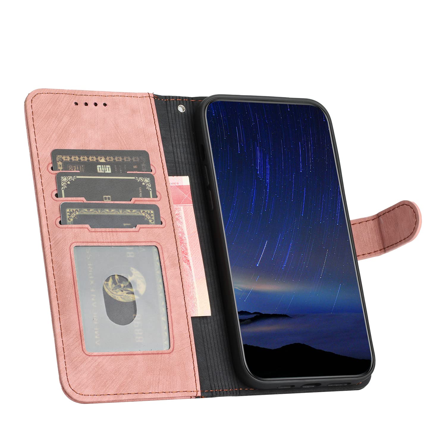 Hoyoikun Funda Compatible con Samsung Galaxy A53 5G,Regalar 2 Piezas Protector de Pantalla.Flip Leather Edition,Funda de Cuero PU con Cáscara de TPU,[Soporte Plegable] [Cierre magnético]-Rosa — view 3