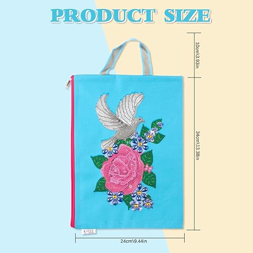 Miniatura 2 de antor Bolsa de papelería de pintura de diamantes 5D bolsas de archivo para estudio trabajo diamantes de imitación arte de compras bolsa de lona