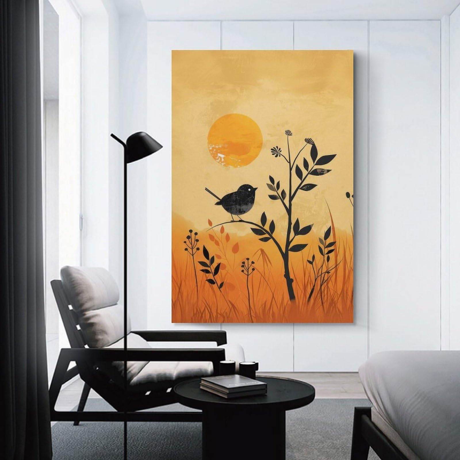 Junmoney Unframe-Style-14 Silhouette Bird Sunset Wall Decor Canvas Print, 24X36inch(60X90cm), For Lounge, Bedroom Or Personal Spaces, Thoughtful Wall Decor For Art Lovers
