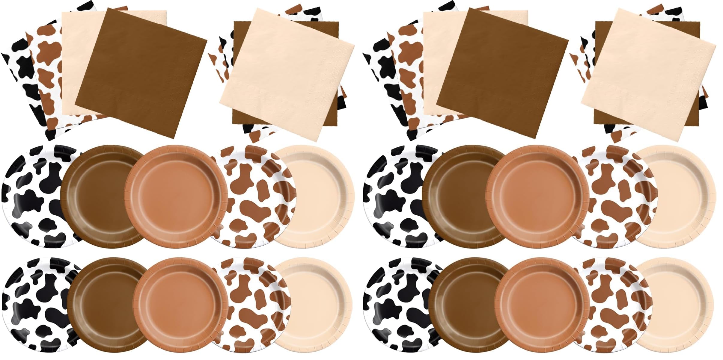 CMUSKO Cowboy Party Decoration - 60Pcs Brown Cow Print Plates &amp; Napkins Set Farmhouse Western Party Supplies for Baby Shower,Birthday (Pack of 2)