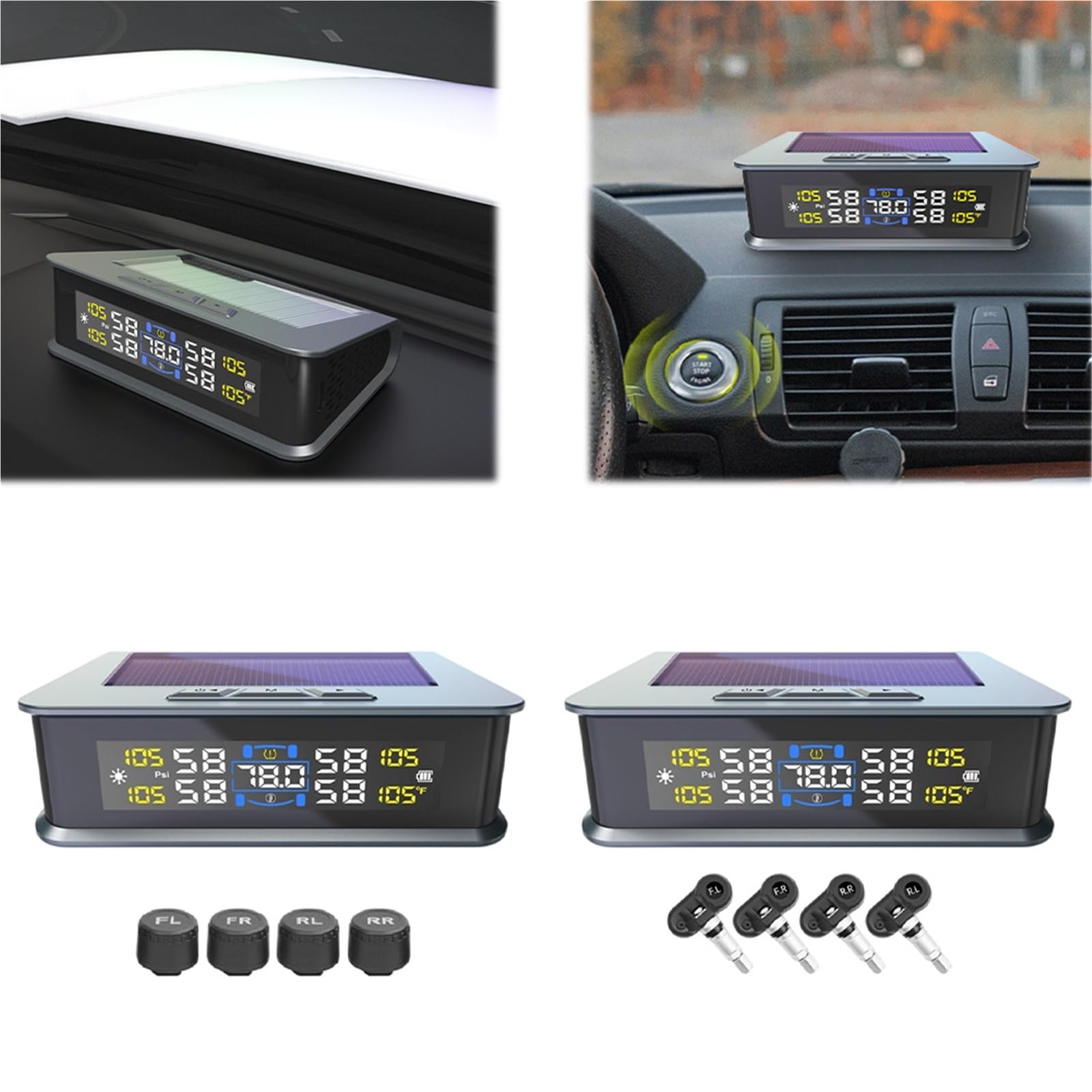 system kontroli ciśnienia w oponach System Monitorowania Ciśnienia W Oponach Zasilany Przez USB Wodoodporny IPX7 Do Samochodów Kempingowych Sedan SUV Truck(Internal)